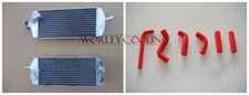 NJ-Aluminum radiator & RED hose for KTM 400 525 EXC 400EXC 525EXC 2003 04 05 06