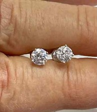Natural 1.00 ctw Diamond Stud Earrings 14k WG New Mountings Screwback