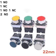 IP40 10A 415V 22mm Metal Flat Head Momentary Push Button Switch NO NC ON/OFF NP2