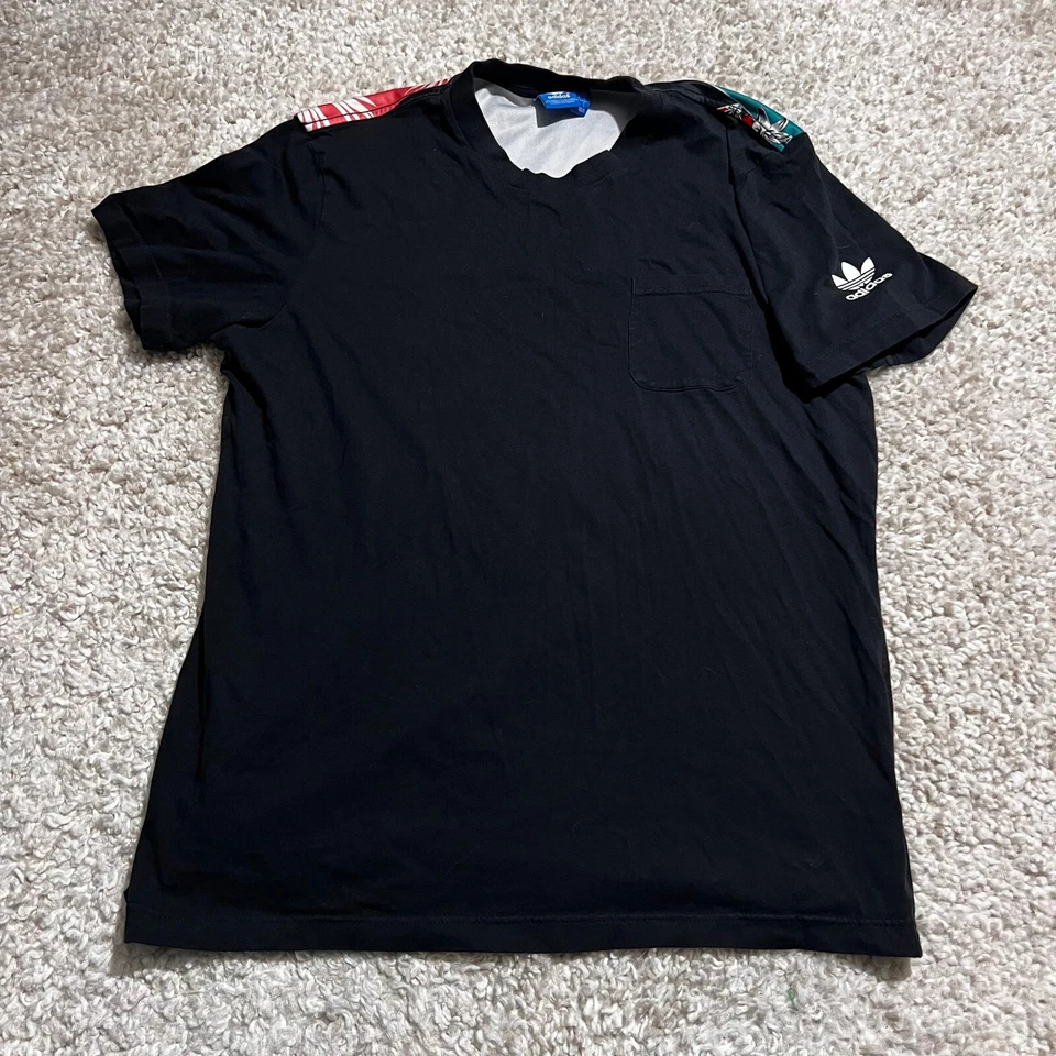 Camisa Adidas Para Hombre Grande Negra Floral Logo Informal Deporte Fútbol Corredor Foto 3 de 4