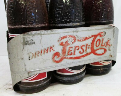Pepsi-Cola Six Pack Aluminum Bottle Carrier with Bottles | eBay