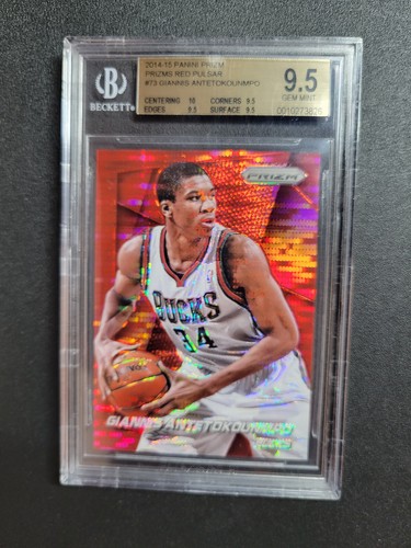 🌟 2014-15 Panini Prizms RED PULSAR PRIZM #14/25 Giannis Antetokounmpo BGS 9.5