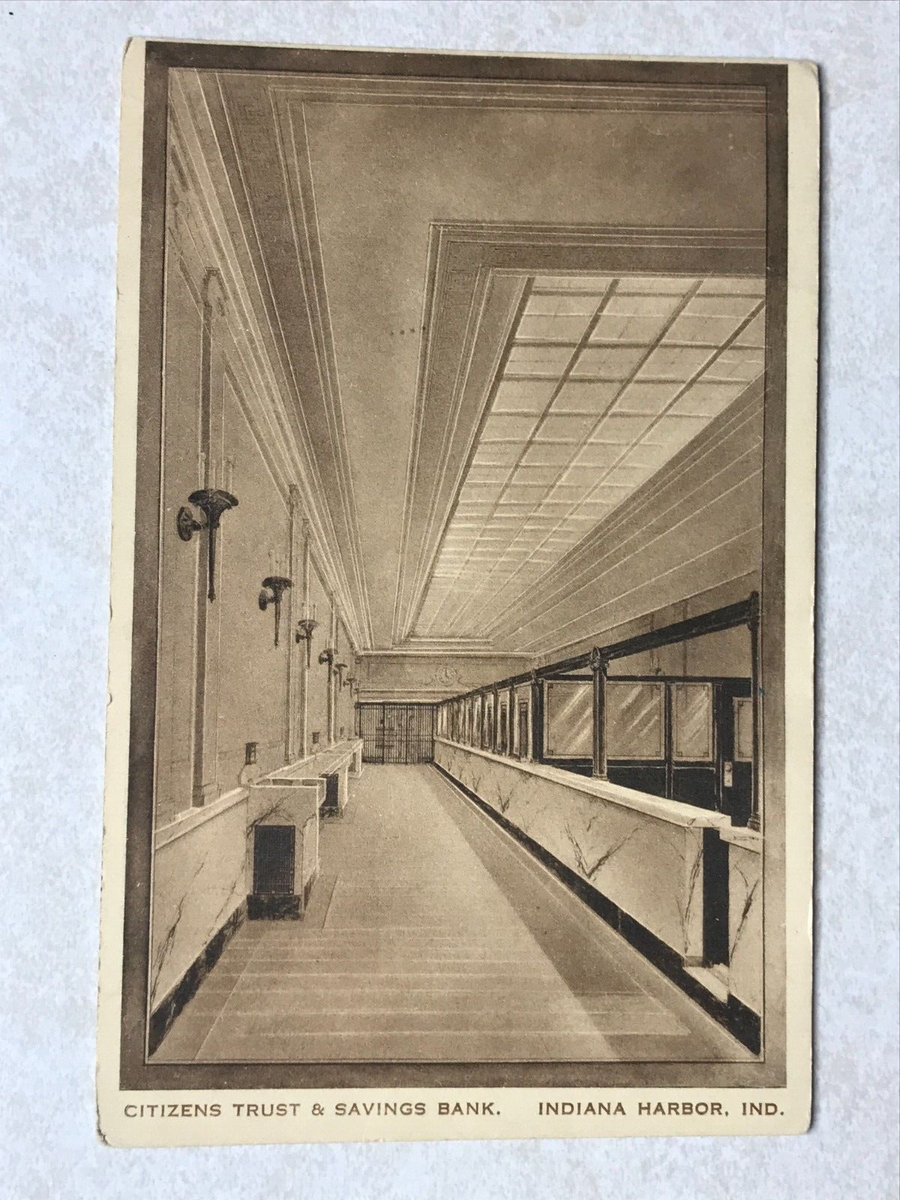 F1263 Postcard citizens Trust Savings Bank Indiana Harbor IN