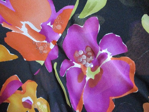 Jones New York 100% Silk Flare Skirt Layered Sequin Floral Hawaiian Sz 6 ~ NEW - Picture 3 of 7