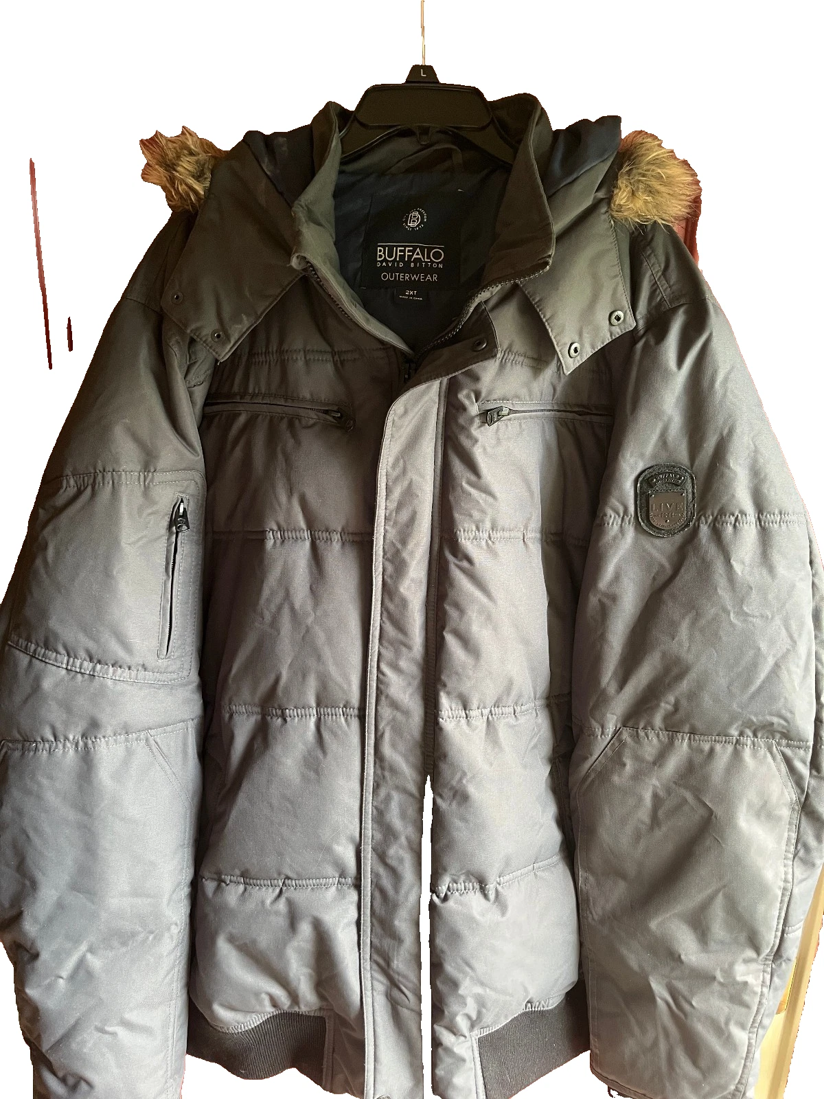 Buffalo By David Bitton Black Zip Hooded Jacket Coat Parka Live Free 2XT