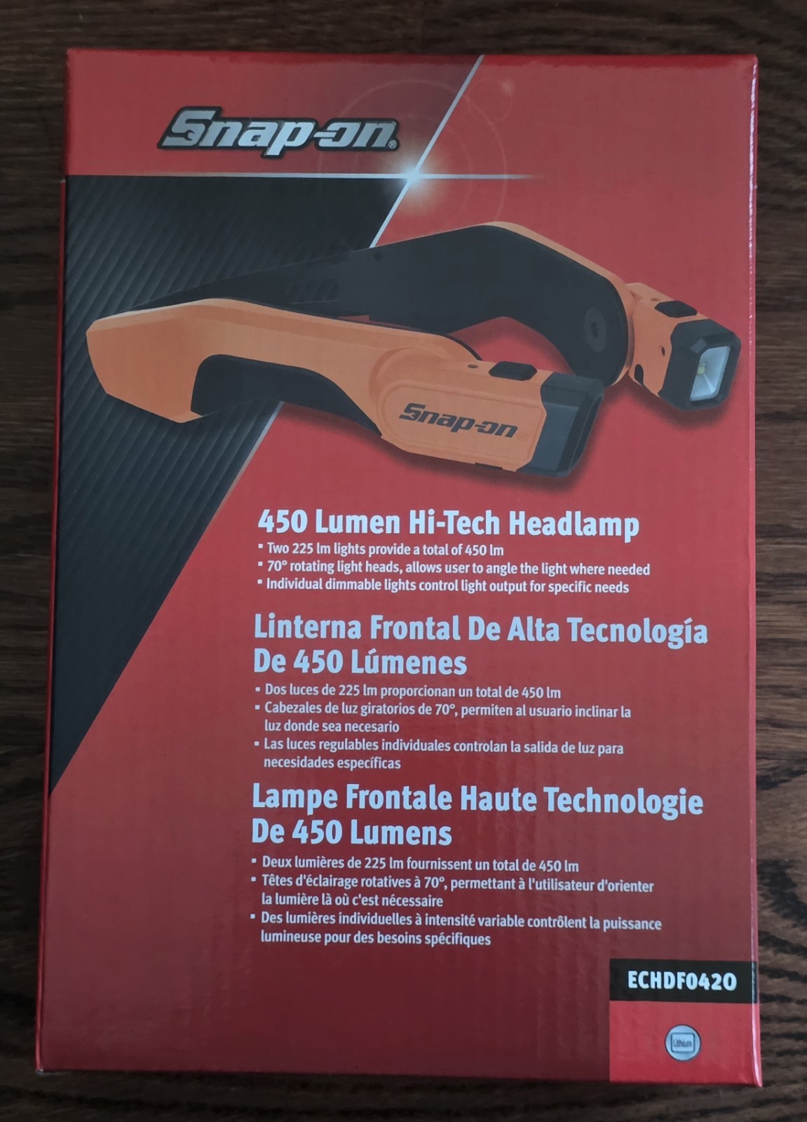 BRAND NEW SNAP ON ECHDF042O 450 LUMEN HI TECH HEADLAMP ECHDF042 ORANGE