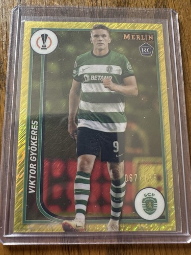 Viktor Gyokeres [Yellow Shimmer Refractor] #113 2023 Topps Merlin UEFA card