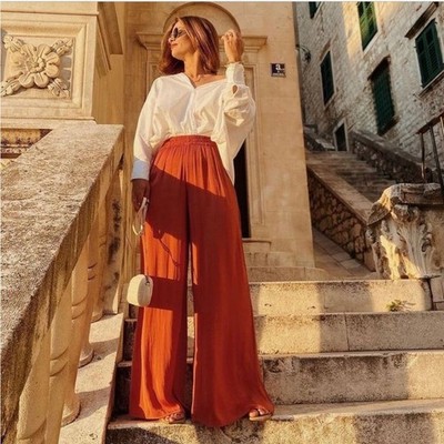 Zara wide leg flowy satin pants size medium 