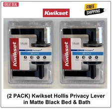 Kwikset Hollis Privacy Lever in Matte Black 93002-923 Bed & Bath (2 PACK)