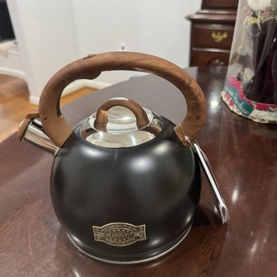 Style Whistling Tea Kettle Black with Wooden Handle Brandani Premium Quality