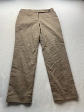 TALBOTS Heritage Pants Womens Size 4 Brown Houndstooth Trousers Cuffed Straight
