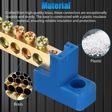 2X 6 Terminal Bus Bar Block Power Distribution Brass Wire Screw Grounding Strip