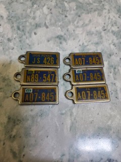Vintage 1950s Pennsylvania DAV license plate key chains set of 6