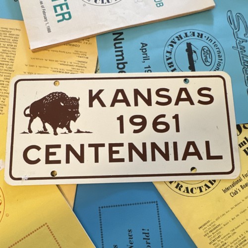 Kansas 1961 Centennial License Plate Buffalo Graphic Collectible