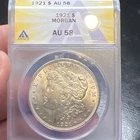 1921 Morgan Silver Dollar $1 Anacs AU58 Last Year Of Morgan Dollar 90% US