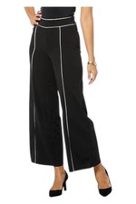 Nina Leonard Women's High Tech Crepe Trouser Pant Black
