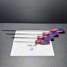 Snap-on Tools Rare Red White Blue All Flat Head Cabinet Screwdriver Set Shd480 Snap-on Tools Rare Red White Blue All Flat Head Cabinet Screwdriver Set Shd480