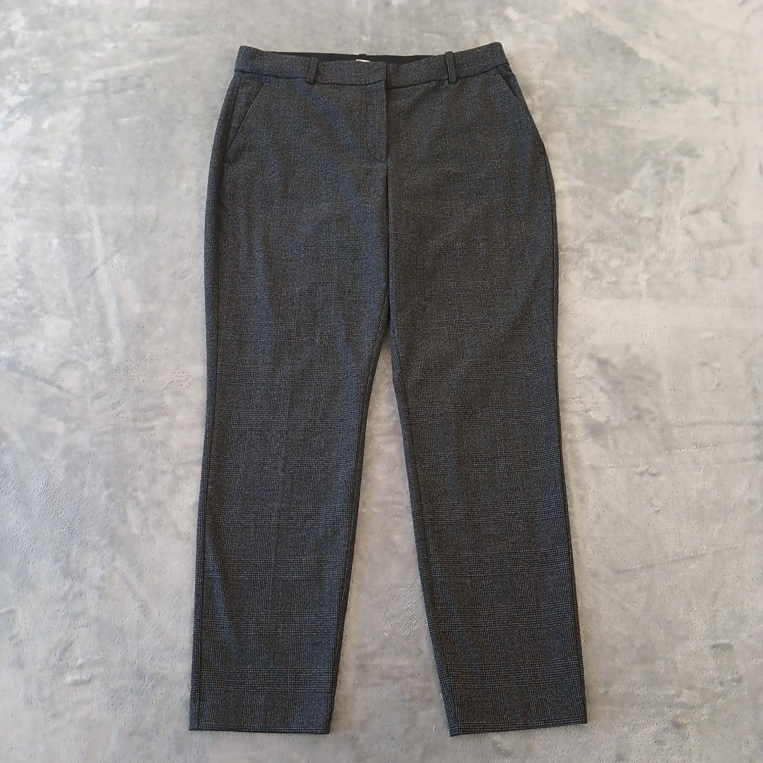 h&m high waist dress pants Womens Size 12 Gray Plaid Pockets 32x28 Rise sandalette