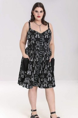 Voodoo Midikleid Hell Bunny Träger Sommer 16-26 Alternative Goth Puppen