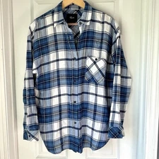 Rails Jackson White Blue Jackson Flannel Plaid Button Up Top Womens Medium