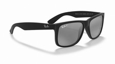 Ray-Ban Justin RB4165 Matte Black Polarized Grey Mirror Sunglasses 54-16-145