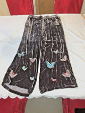 Johnny Was Los Angeles Seamed Wide Leg Pants Butterfly Emb Brown Size 2XL New