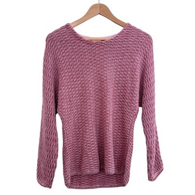 Poetry Jumper Size UK Relaxed Fit Linen Cotton Pink Chunky Knit