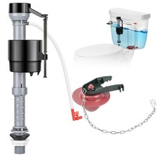 Universal Toilet Flusher Kit, Black Rubber Float Valve with 2-Inch Flapper, A...