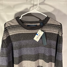 Perry Ellis Dark Striped Crewneck Sweater XL NWT Blue and Gray New