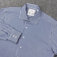 Brooks Brothers Dress Shirt Mens 17 33 Blue Regent Fit Thomas Mason Striped Work