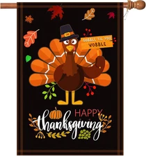 Thanksgiving Garden Flag - 28 X 40 Inch Double-Sided Turkey House Flag for Decor