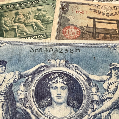 #ad #ad 8 Original Period Banknotes Lot WW1 WWI WWII WW2 Items World Currency Money $25.99