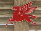 RARE VINTAGE MOBIL PEGASUS HORSE GAS PUMP PORCELAIN SIGN 11"x9"