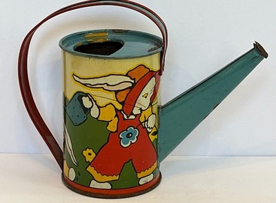 Vintage 1930's Tin Litho Watering Can Fern Bisel Peat