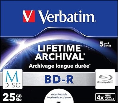 Verbatim MDISC BD-R - 25 GB, 4-fache Brenngeschwindigkeit mit bedruckbarer
