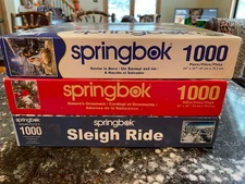 Springbok Puzzle Lot of 3, all 1000 pieces, Holiday/Winter theme - all COMPLETE!