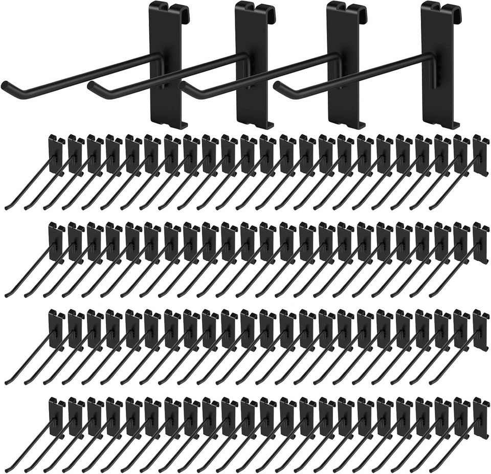 6" Black Gridwall Hooks, Pack of 96, Heavy Duty - Image 3 of 4