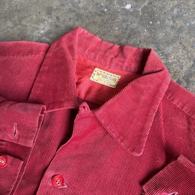 True Vintage 50s 60s McGregor Loop Collar Button Up Shirt Sz L USA Made Washable