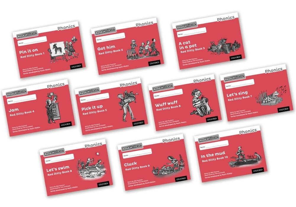 Read Write Inc. Phonics: Black and White Red Ditty Books Mixed Pack of 10 - Image 3
