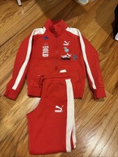 PUMA Kids Tracksuit Set Red White 9-10Y Full Zip Jacket  Pant