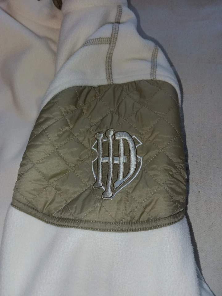 Chaqueta de montar Harley Davidson acolchada crema oliva para mujer talla grande alta usada en excelente estado Foto 3 de 4