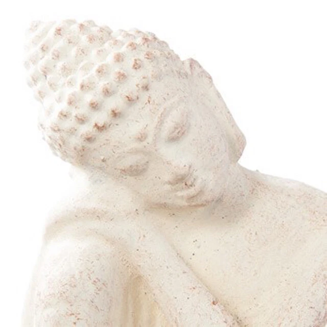 Branco) Estátua objeto de pedra Buda sentado de mesa Buda asiático escultura 10cm - Imagem 4 de 4