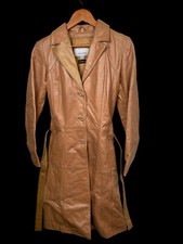 Vintage Wilsons Maxima Leather Women M Trench Top Coat Lined Brown Thinsulate