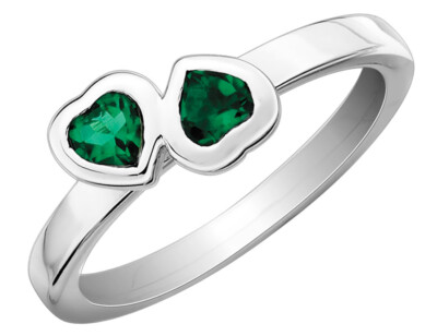 Laborgefertigter Smaragd Doppelherz Ring 2/5 Karat (ctw)