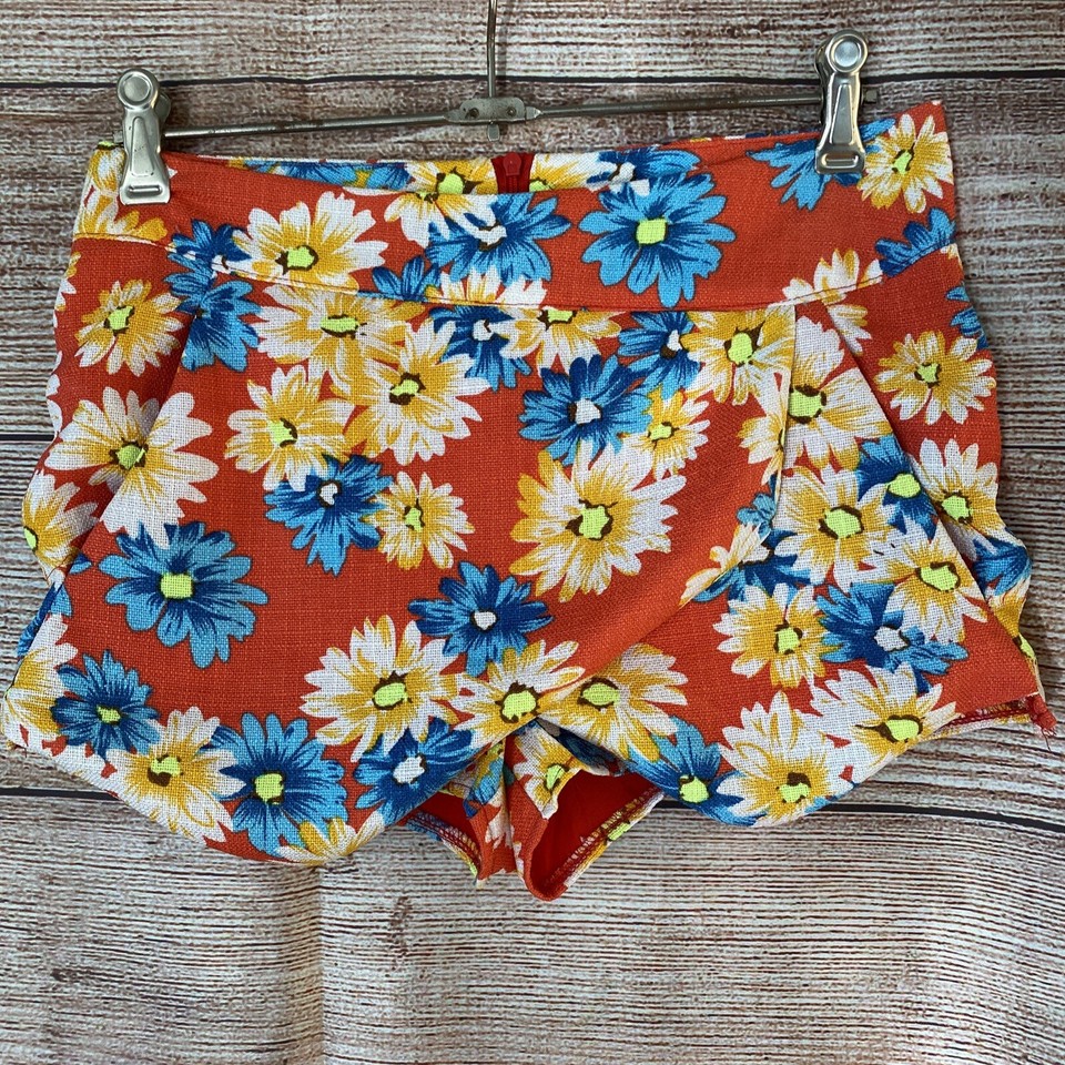 Paradisco Shorts ~ Size 10 Women's ~ Orange Cross Over Skorts Style Zip Pocket