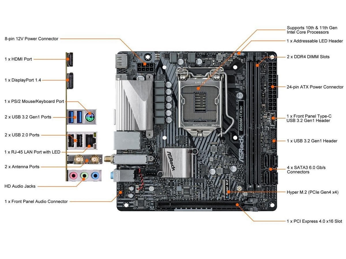 ASRock B560M-ITX/AC LGA 1200 Intel B560 SATA 6Gb/s Mini ITX Intel