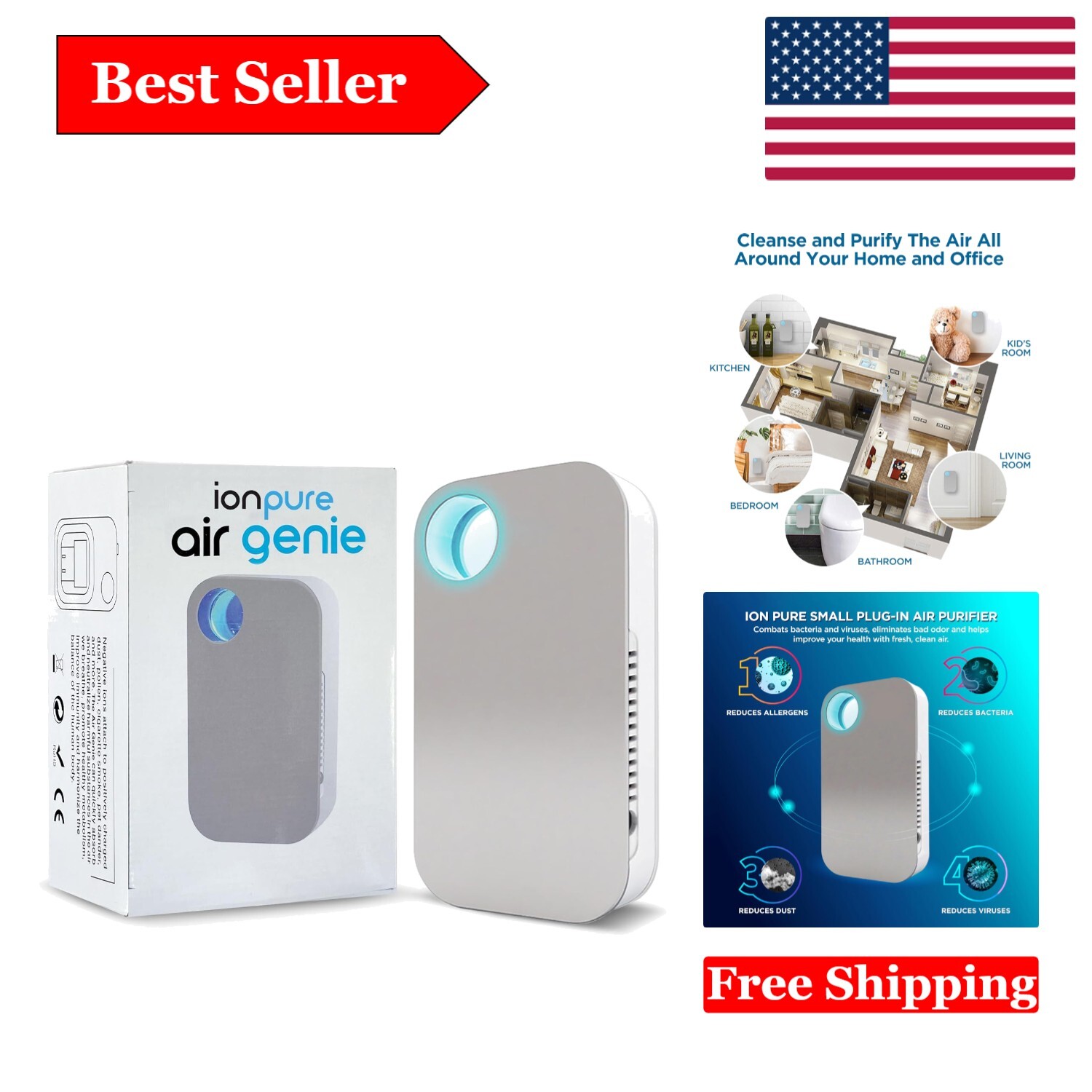 EPA Certified Filterless Air Purifier - Ion Pure for Odor
