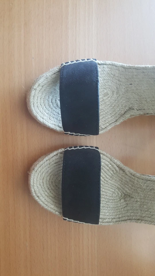 FRYE Sandalia Plataforma Alpargata Cuña Pluma Lila Negra 8M Foto 4 de 4