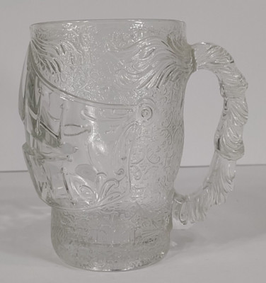 Excalibur Las Vegas Knight's Helmet clear glass oversized stein cup mug Luminarc