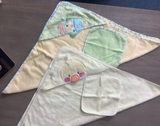 Set of 2 Thick Baby Kid Baby Hooded Bath Towels Fish Duck  Washcloths